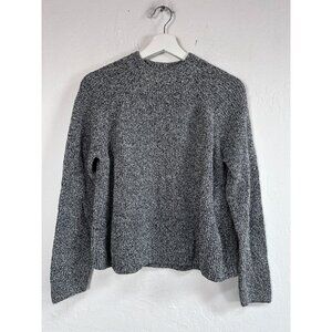 Eileen Fisher Womens Crewneck Two-Tone Sweater Medium Marled Knit Black/White